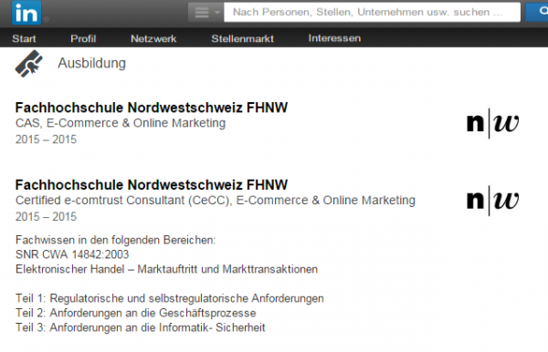 Beispiel Ausbildung: CAS E-Commerce & Online-Marketing FHNW
